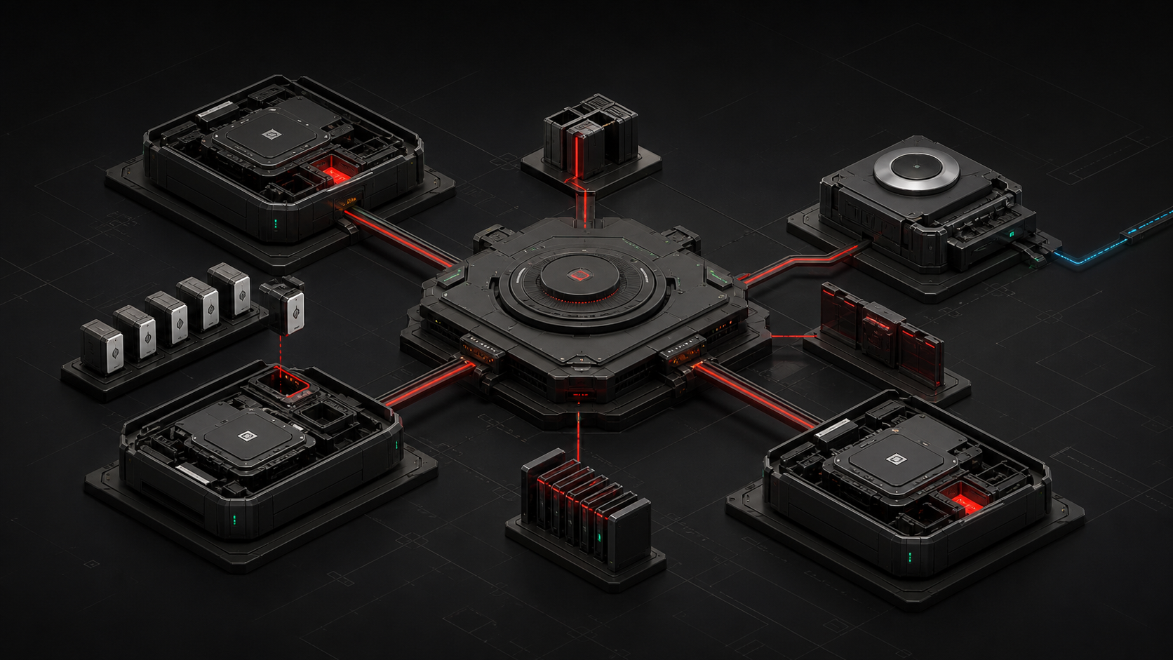 Conceptual Hermes Control Field system showing managed agent runtimes, policy and skills, controlled external connections, and operational evidence.